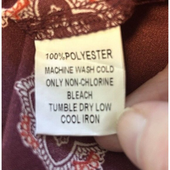 Papermoon Size M Womens Blouse Larie Crew Neck Burgundy Print Loose Sleeves -NEW - Picture 6 of 8